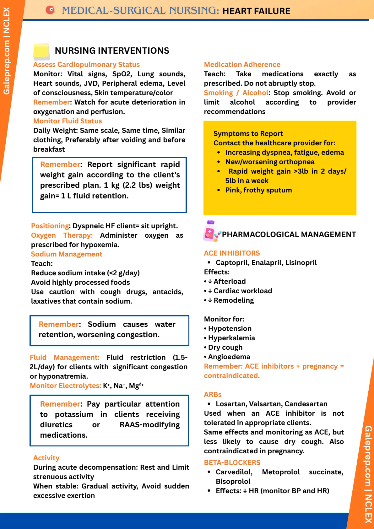 Heart Failure cheat sheet, page 3 of 4