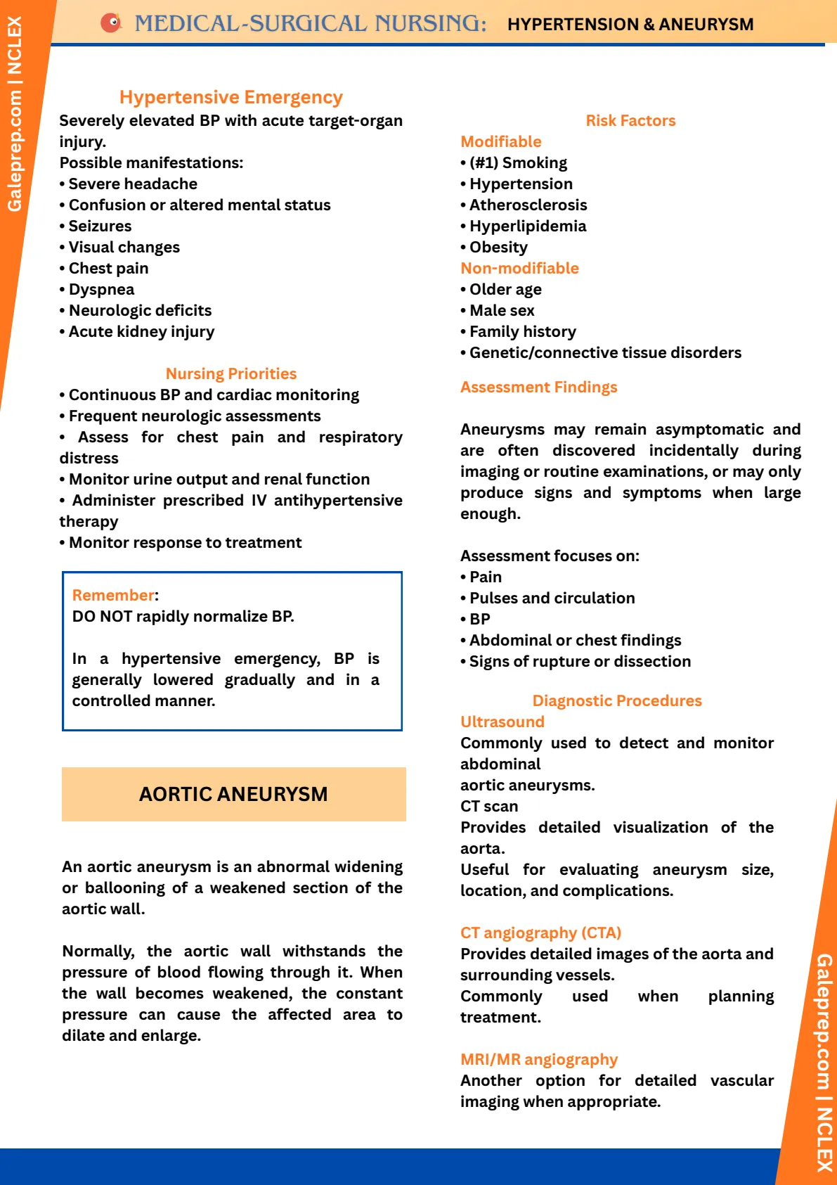 Hypertension & Aneurysm cheat sheet, page 3 of 5