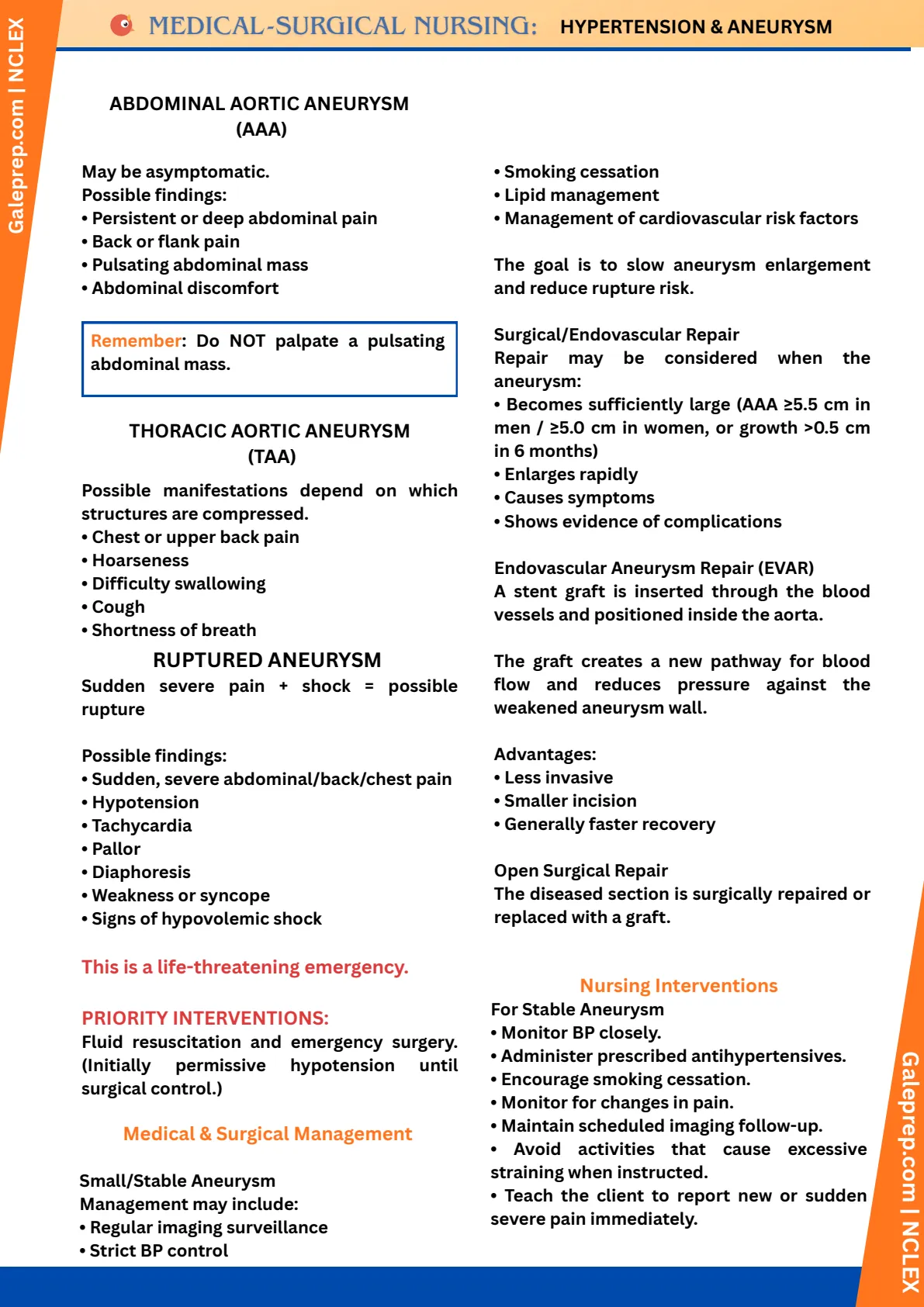 Hypertension & Aneurysm cheat sheet, page 5 of 5