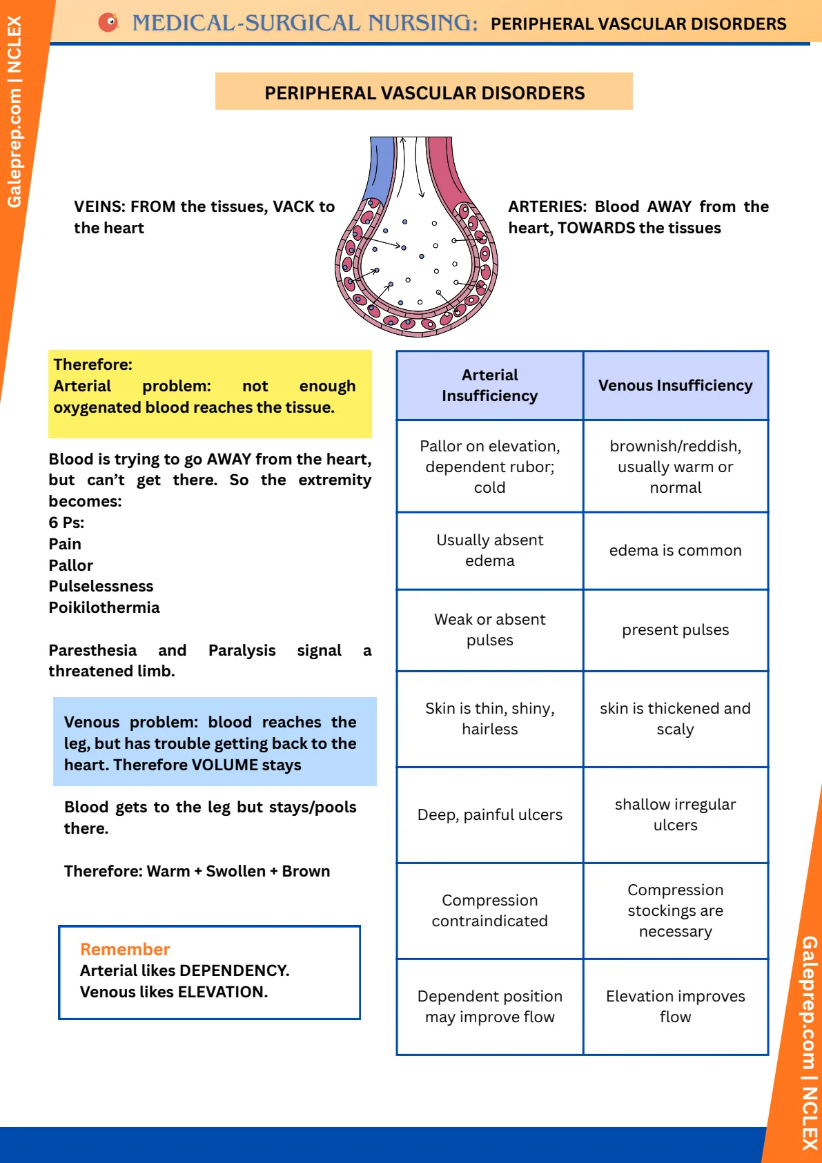Peripheral Vascular Disorders cheat sheet, page 1 of 5